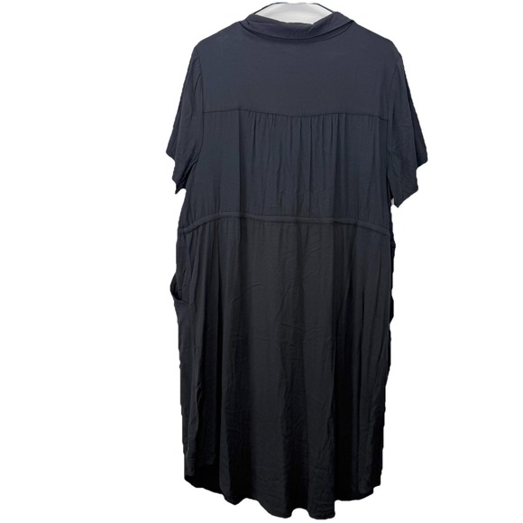 Torrid Black Twill Drawstring Button Up Short Serve Shirt Dress Size 1X Pockets - Picture 7 of 10